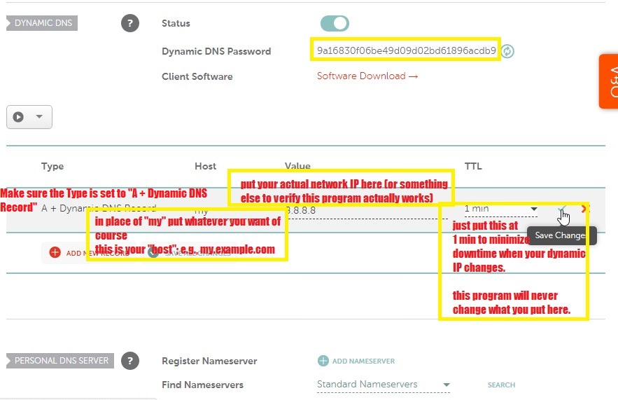 Third step: Set initial values for the A record