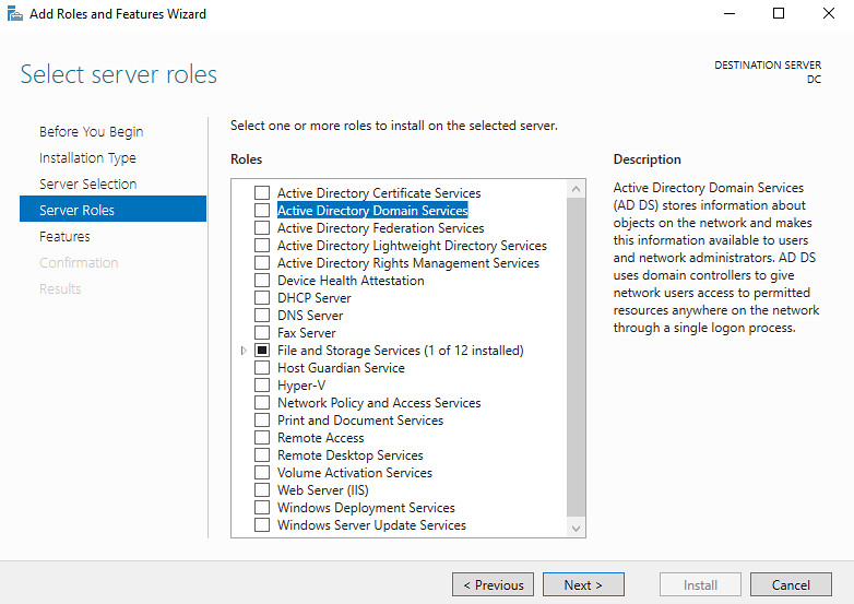 Choose Active Directory Domain Services