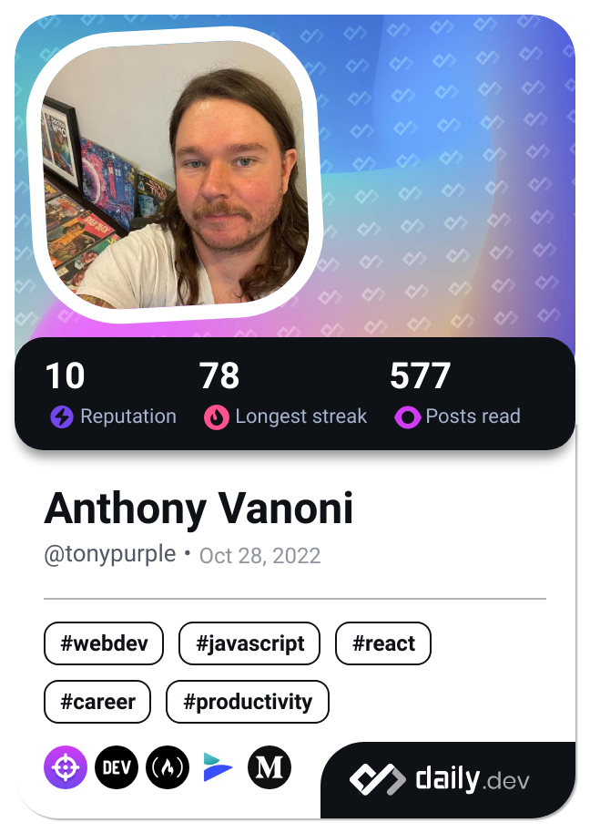 Anthony Vanoni's Dev Card