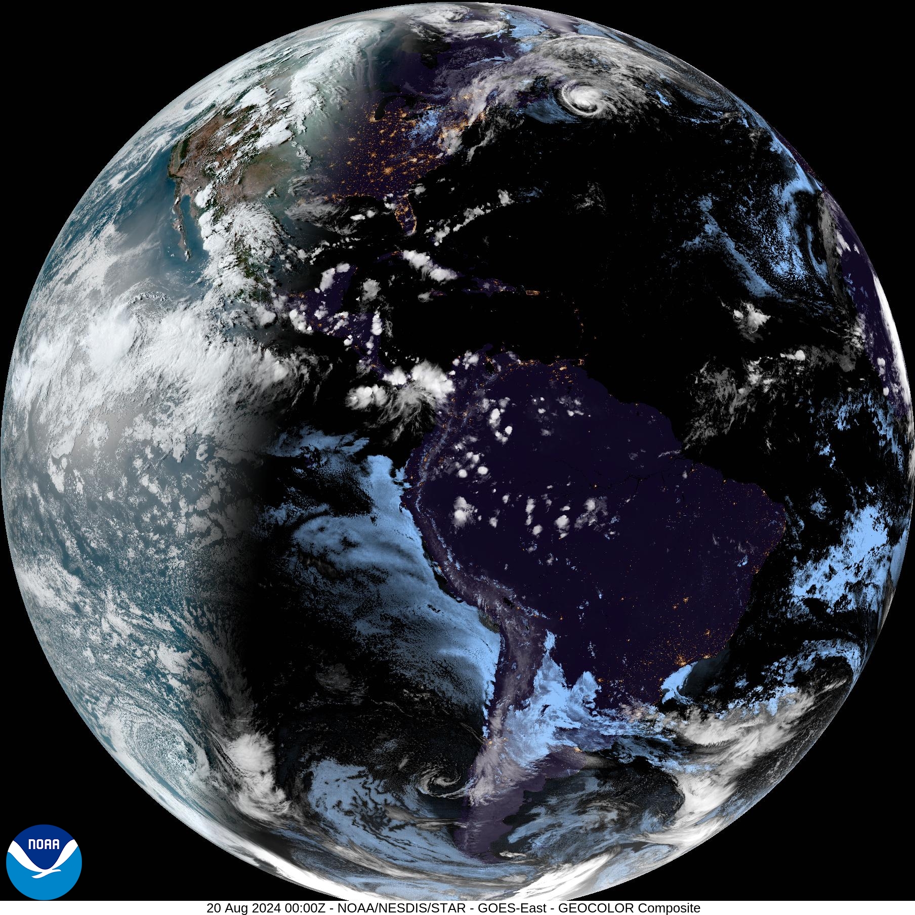 Image of Earth from a GOES satellite