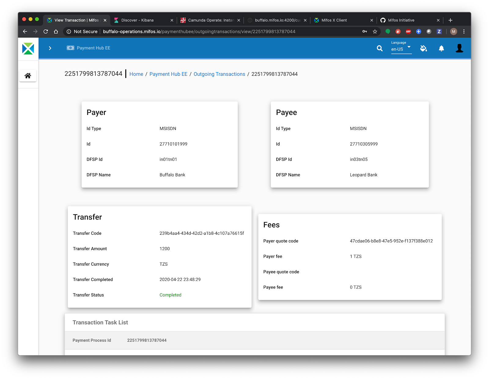 Operations UI - Transaction Details