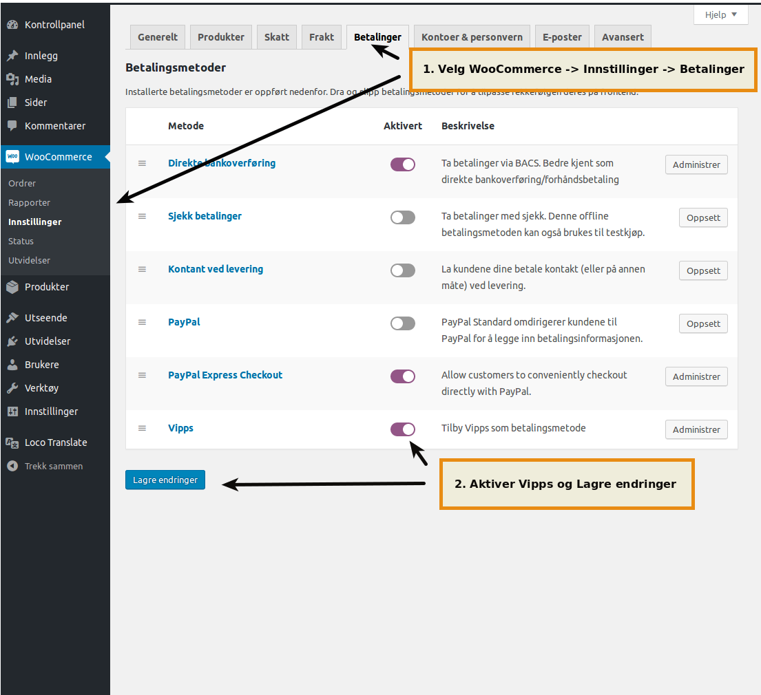 Enable Vipps as a payment method