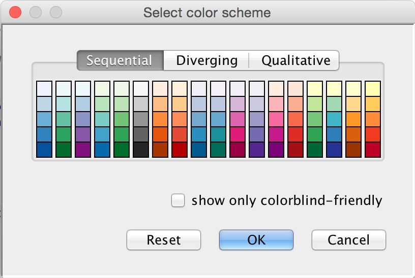 Screenshot of a ColorPaletteChooserDIalog