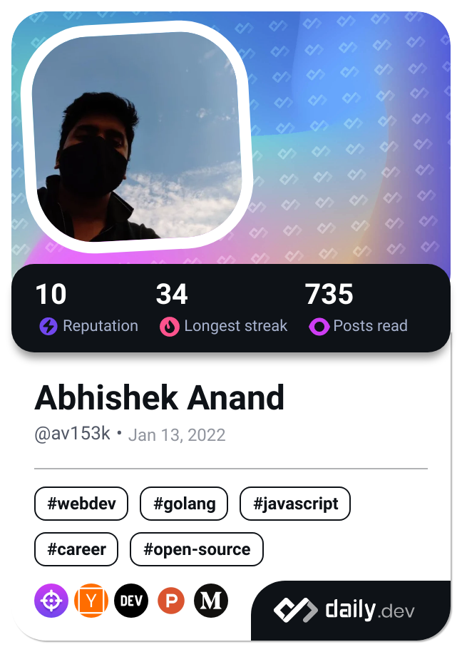 Abhishek Anand's Dev Card