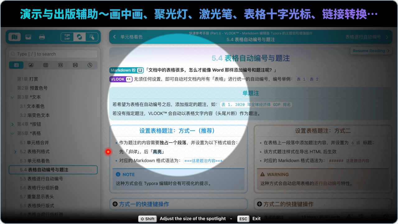 火力全开的演示辅助～画中画、聚光灯、激光笔、表格十字光标、刮刮卡…