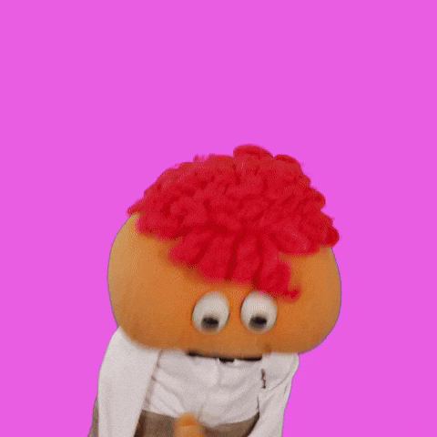 Weird puppet saying hooray