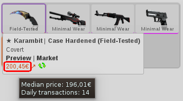 Item price displayed under name - CSGO