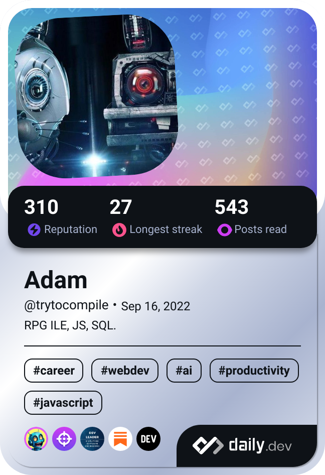 Adam's Dev Card