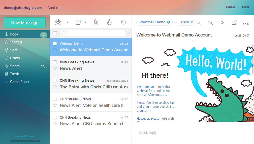 Afterlogic Webmail Lite 8: Message List