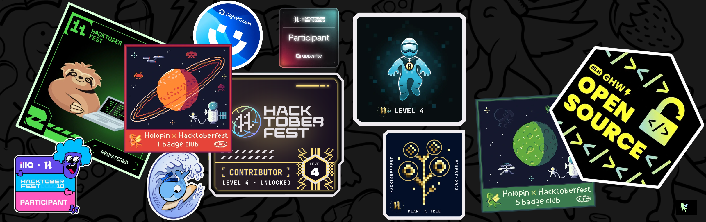 An image of @micalevisk's Holopin badges, which is a link to view their full Holopin profile