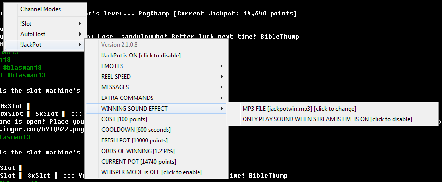 Jackpot Version 2 Context Menu