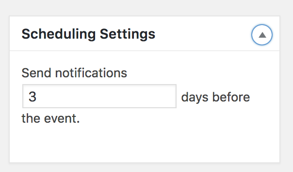 Scheduling settings screenshot