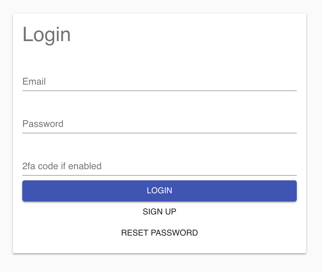 Web app login screen