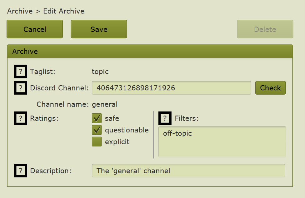 Edit Archive example