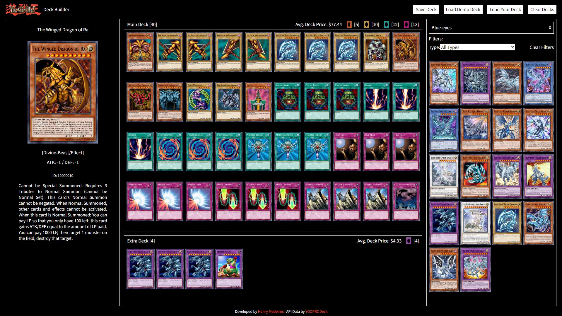 GitHub - henrymedeiros/yugioh-deck-builder: A interactive deck builder ...