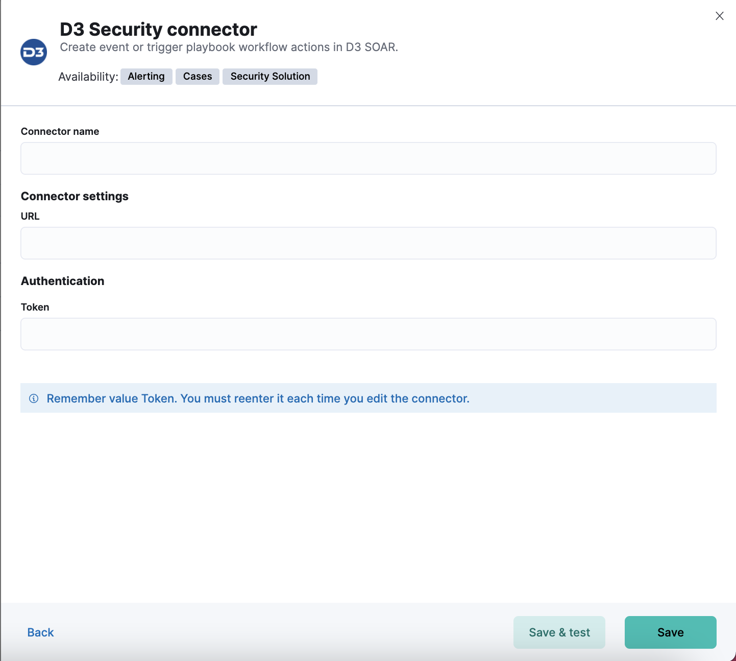 D3Security connector form