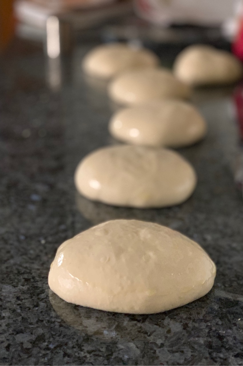 Dough balls on the counter