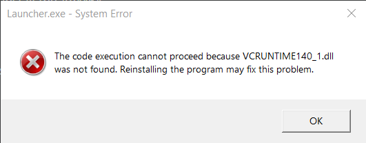 VCRUNTIME140_1.dll was not found