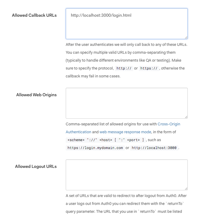 url configs