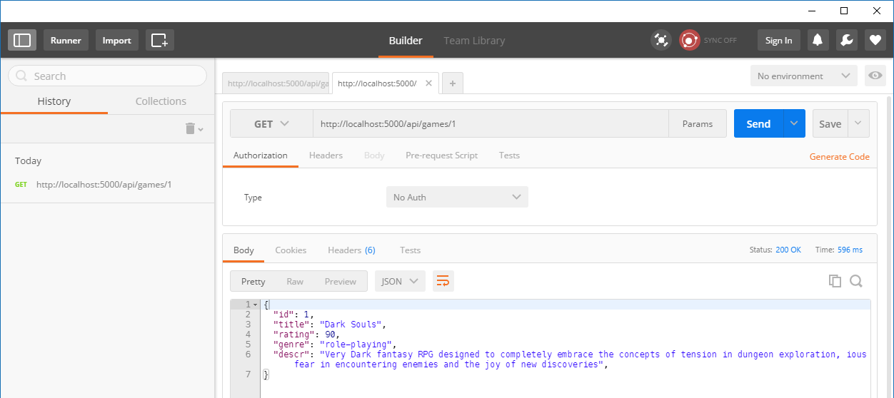 Testing GET method with Postman for single id