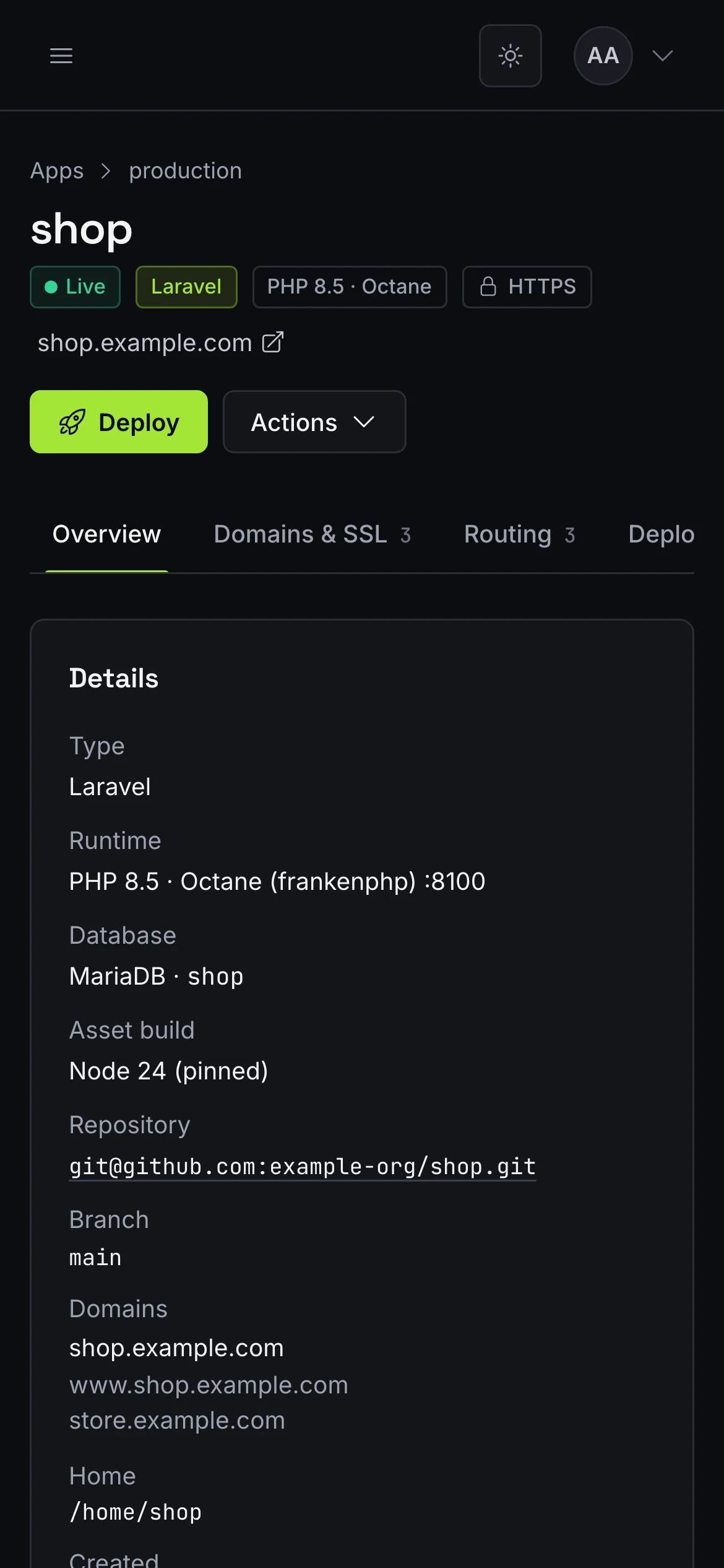 App detail on a phone