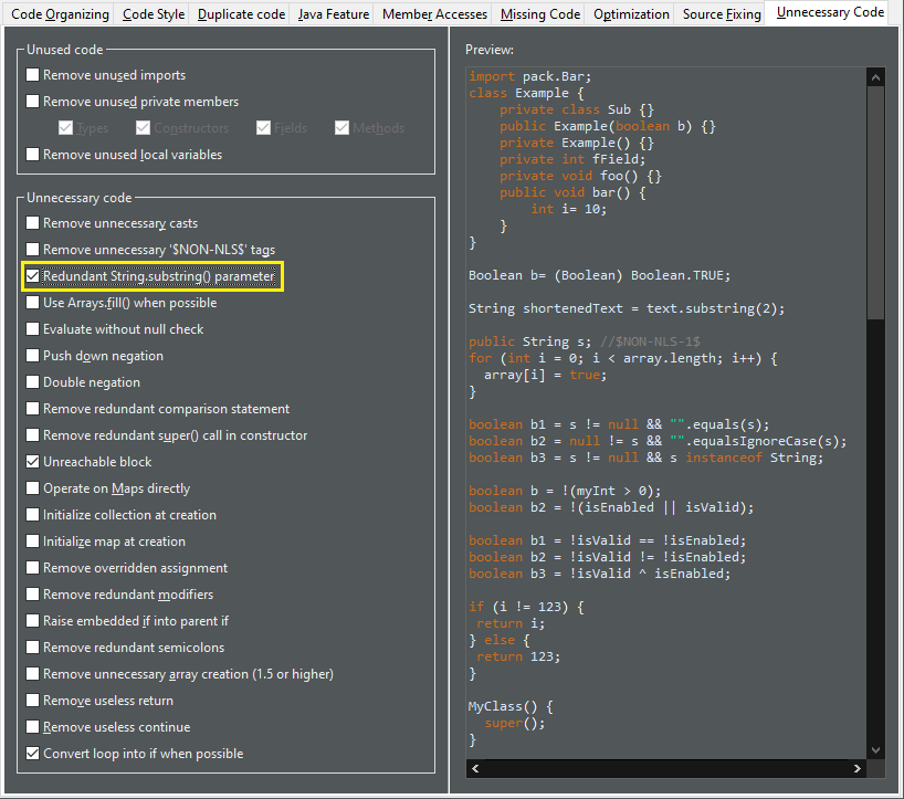 substring preferences