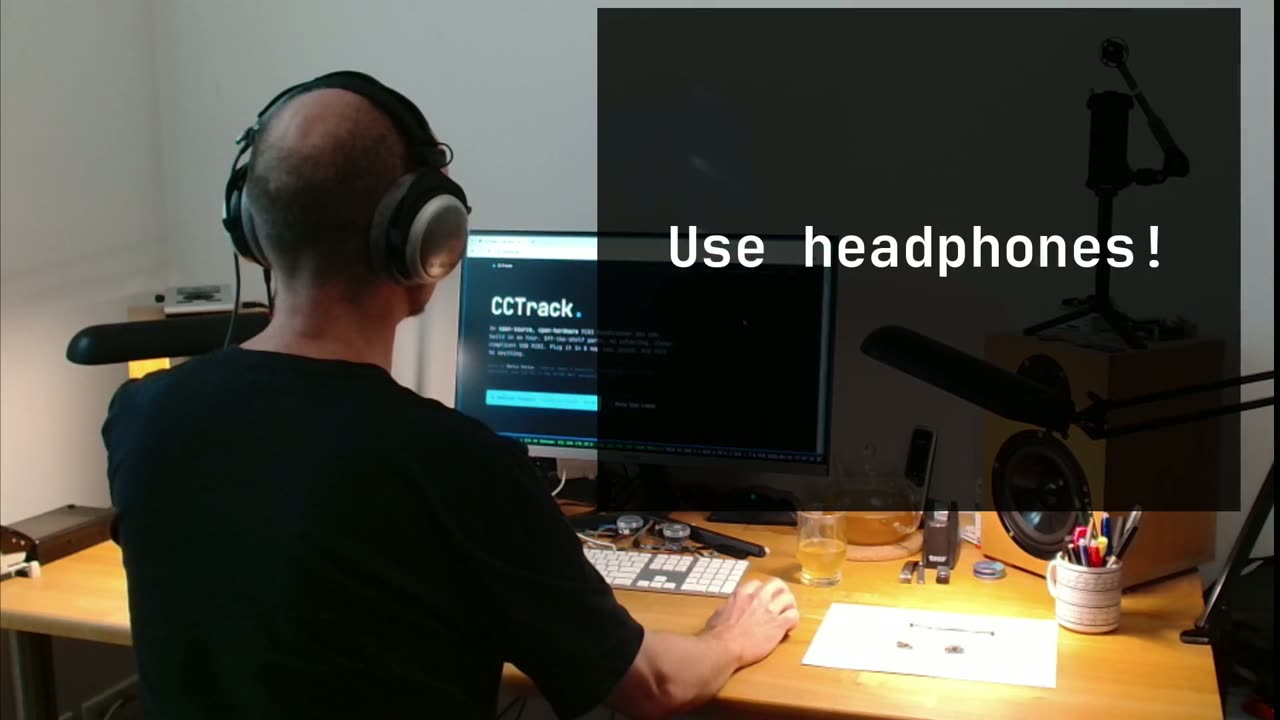 CCTrack quick overview video (1:45): a CCTrack on headphones driving the live demo on cctrack.org