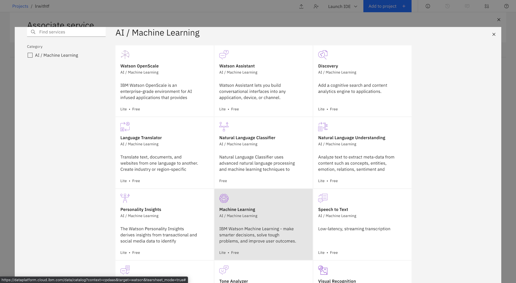 Selecting machine learning