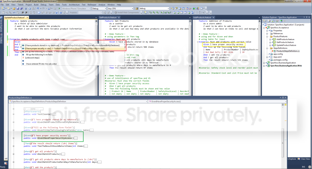 Specflow Integrated with Visual Studio and IntelliSense