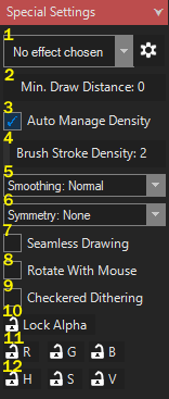 Special settings section