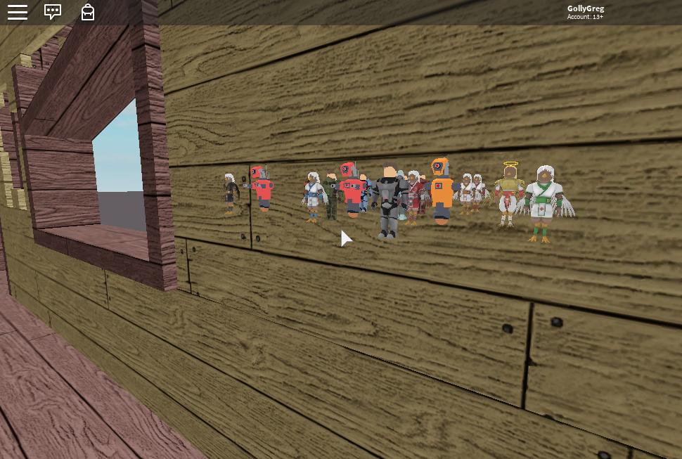 Screenshot of module in action; The user is looking at a wooden wall and can see full colored avatars through the wall using X-Ray vision.