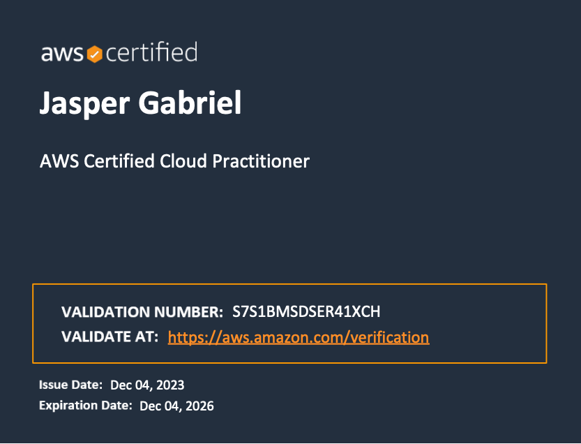 AWS Certified Cloud Practitioner Digital Certificate