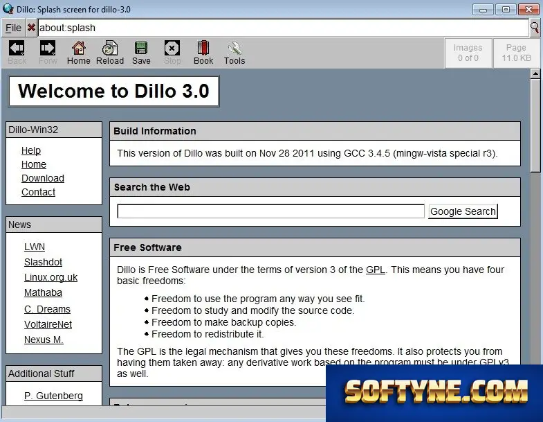 Dillo browsing example