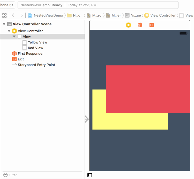 Change view hierarchy in Document Outline