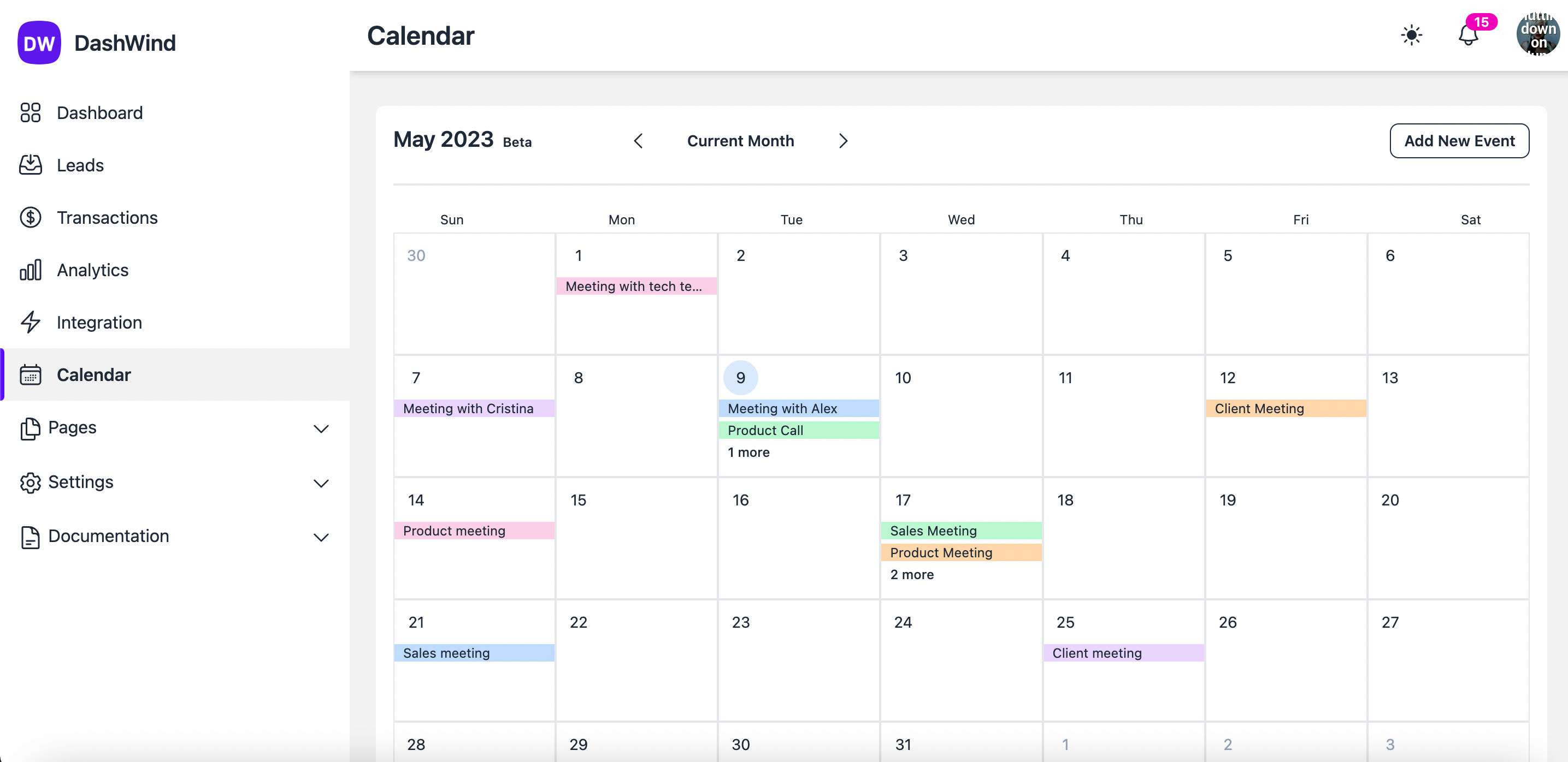 Calendar Screenshot