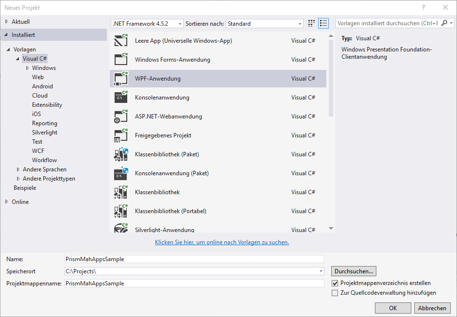 Standard WPF-Application with Visual Studio