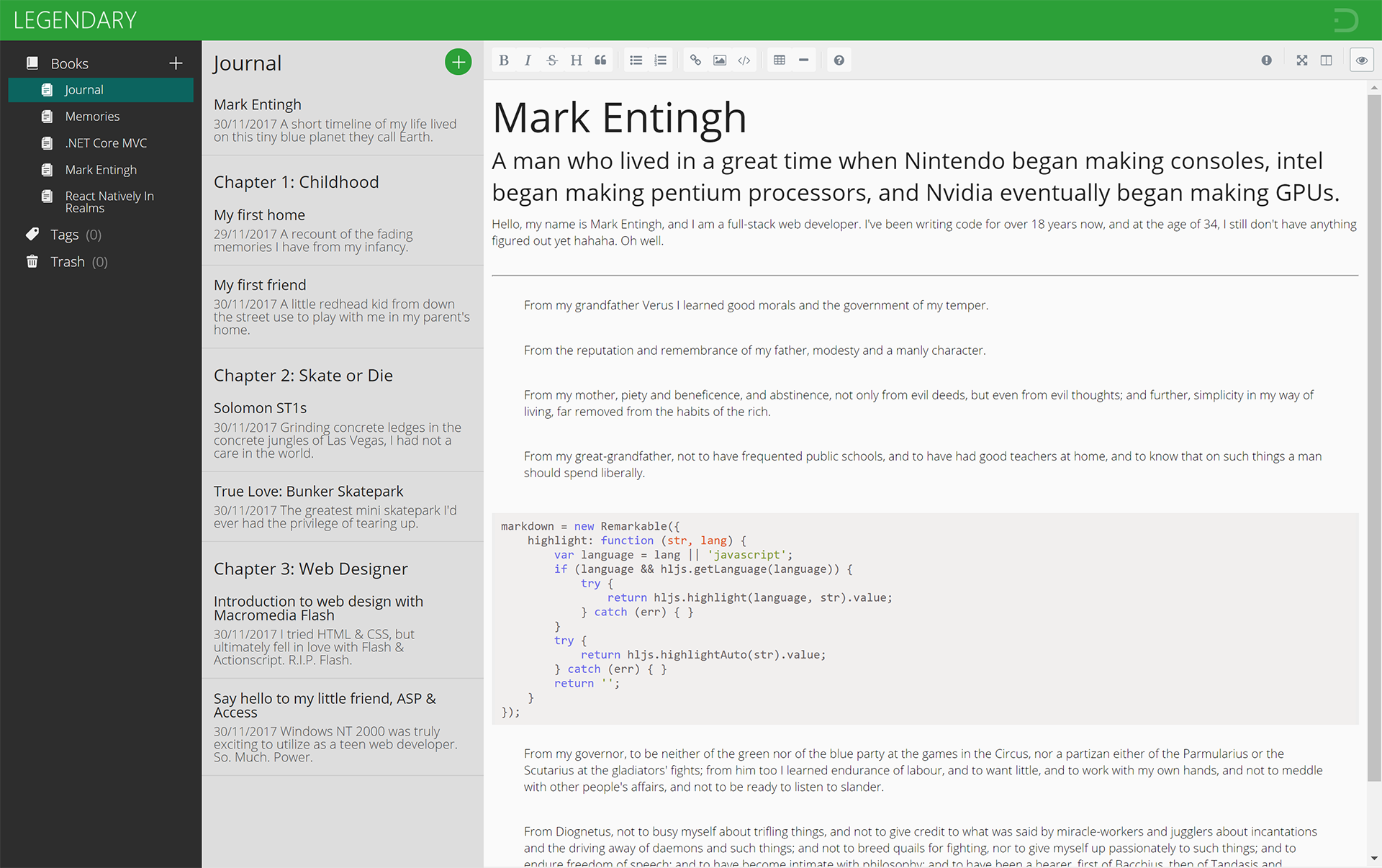 Legendary Markdown Editor