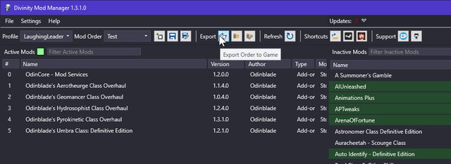 Exporting Load Orders