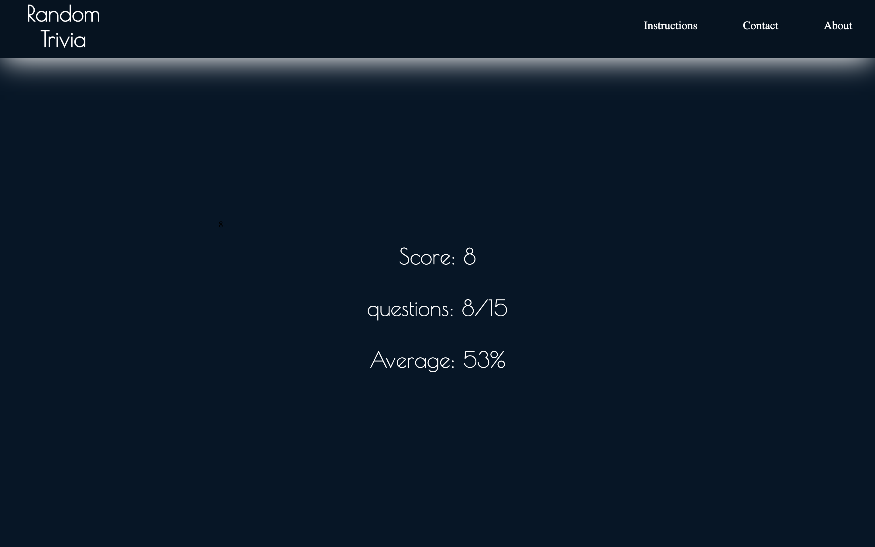 trivia game snapshot- score