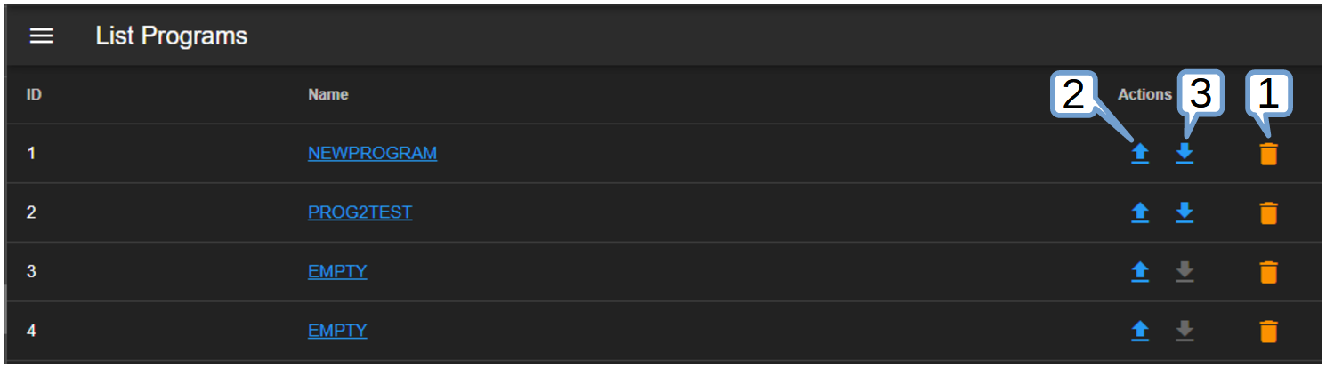 Manage programs on the Name list