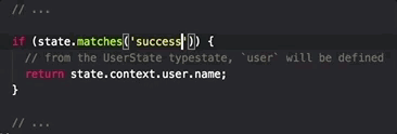 GIF showing that the optional user object will be defined in the success state