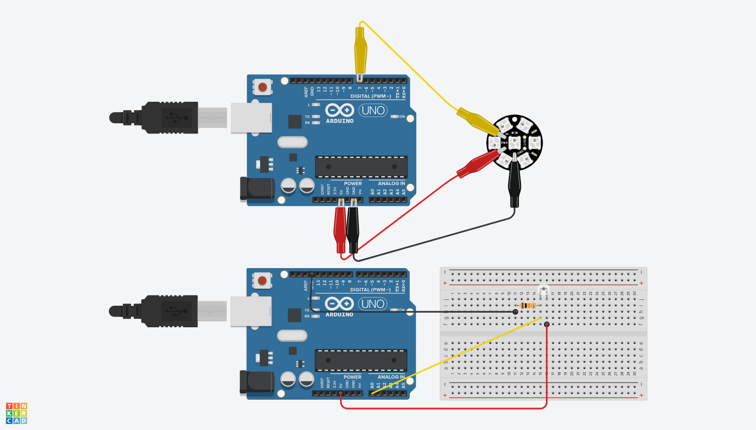 Schematics showing the 2 Arduinos set up