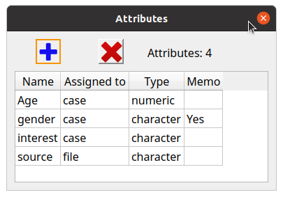 Attributes dialog