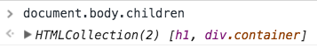 children of body in chrome console