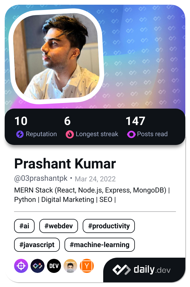 Prashant Kumar's Dev Card