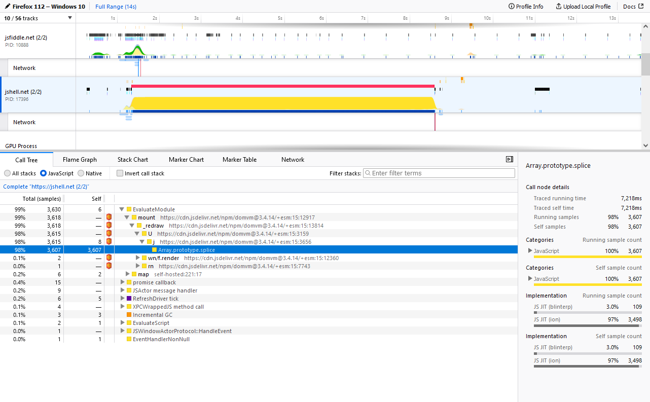 image showing profiler results