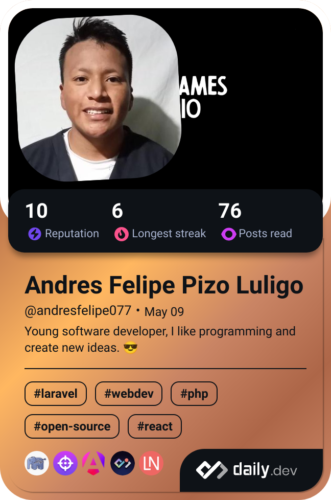 Andres Felipe Pizo Luligo's Dev Card