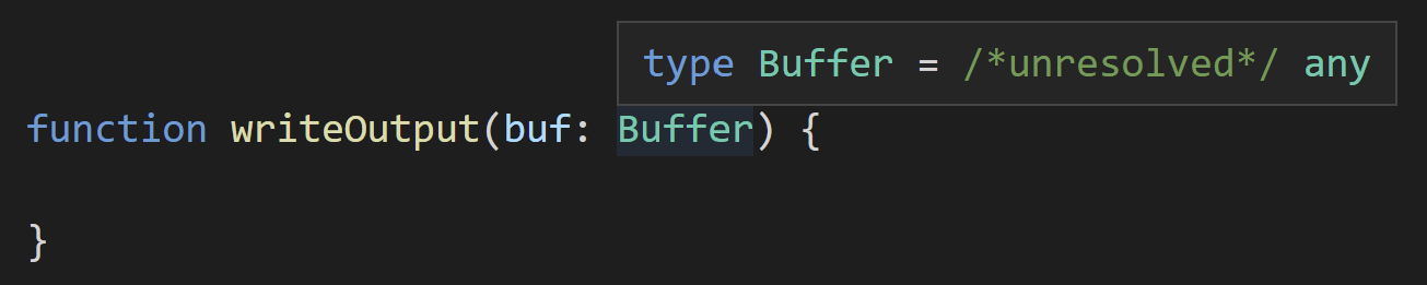 TypeScript displays type Buffer = /* unresolved */ any;