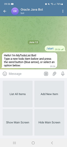 screenshot of the Telegram Bot