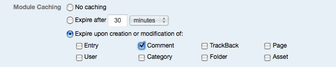 Module Caching Expiration Options - comment event